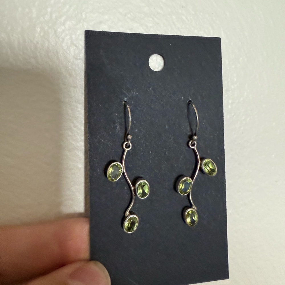 Silver and Green Earrings